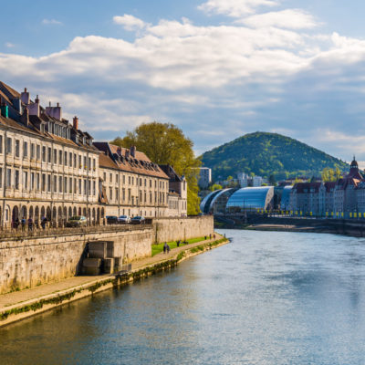 View of Besancon over the Doubs River - France